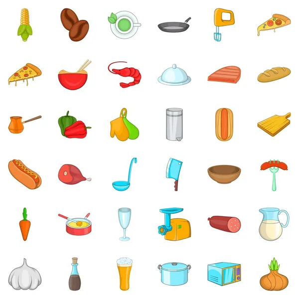 Pişirme Mama simge seti, karikatür tarzı