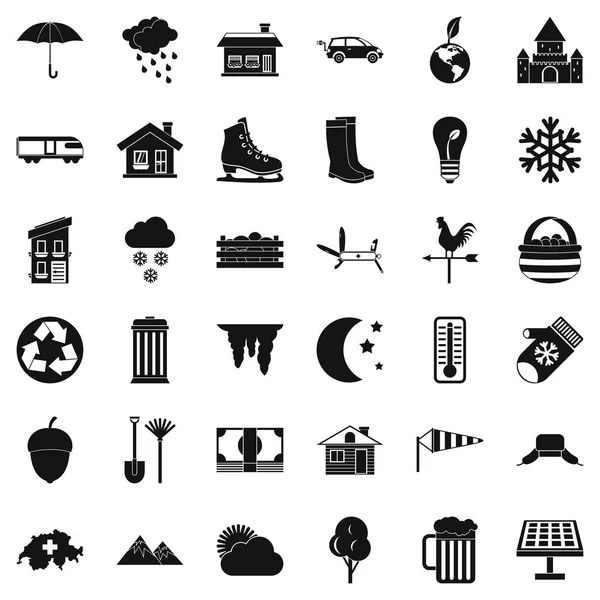 Ülke evi Icons set, basit tarzı