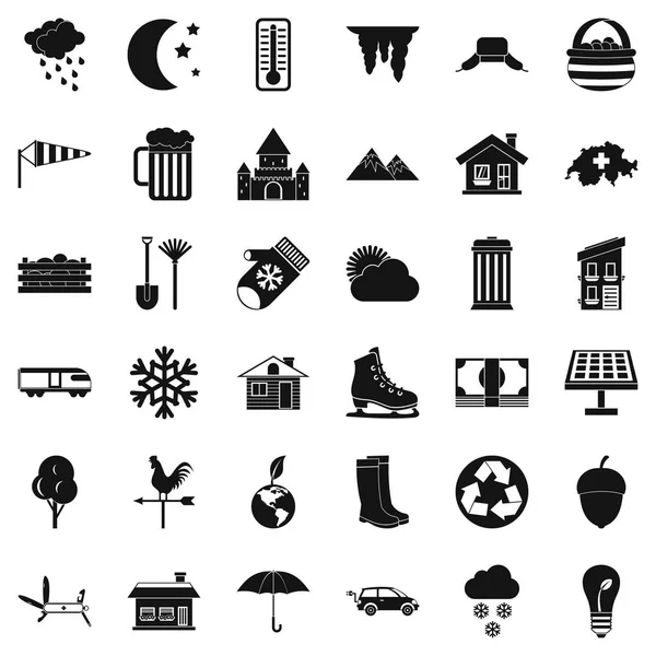 Doğa ev Icons set, basit tarzı