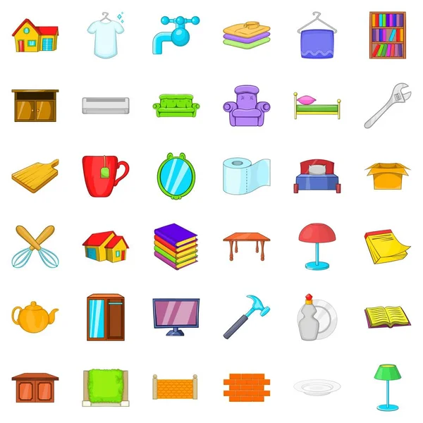 Rahat ev Icons set, karikatür tarzı