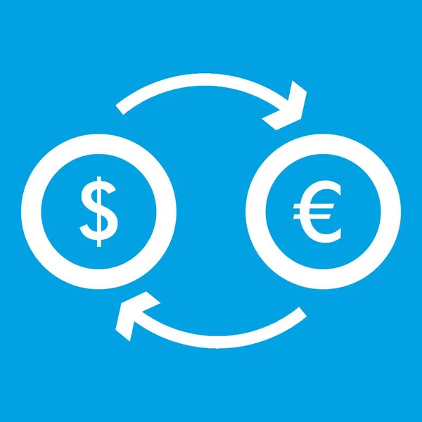 Euro dollar icône de change euro blanc — Image vectorielle