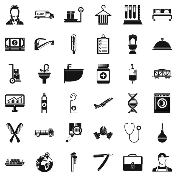 Work icons set, simple style — Stock Vector