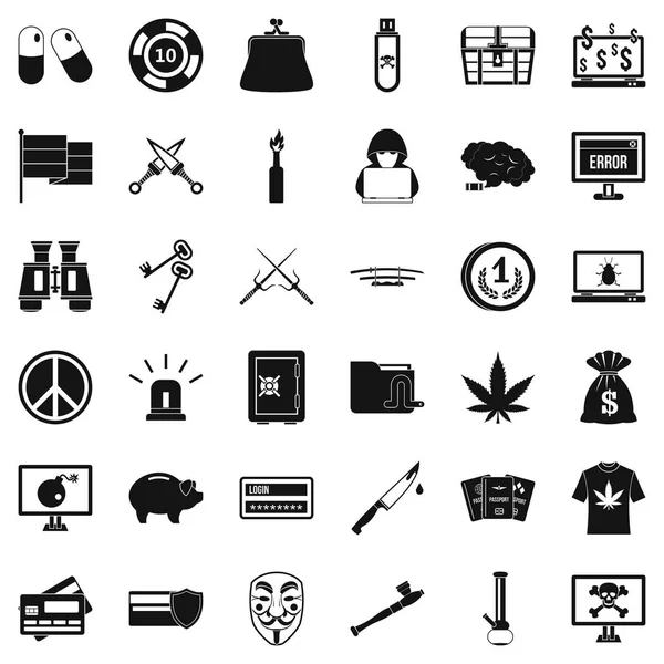 Suç para Icons set, basit tarzı