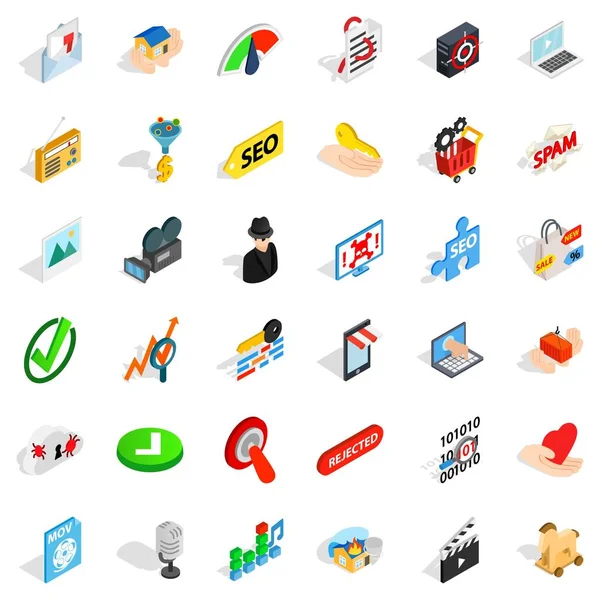 Siber Güvenlik Icons set, izometrik stili