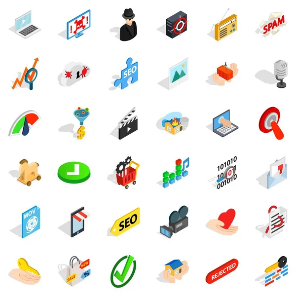 Mektup Icons set, izometrik stil spam
