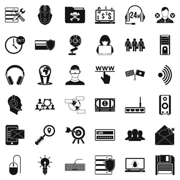 Siber Güvenlik Icons set, basit tarzı