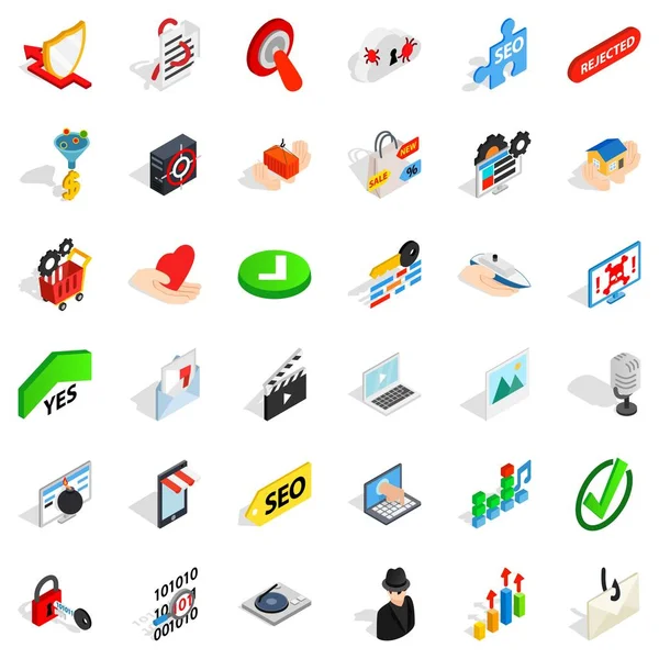 Emanet cyber Icons set, izometrik stili