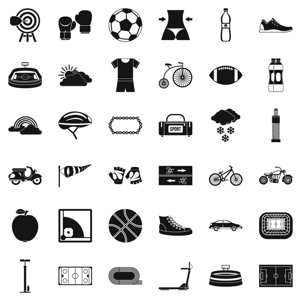 Bisiklete binme Icons set, basit tarzı