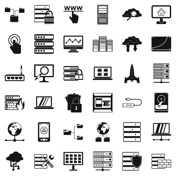 Ensemble d'icônes de données, style simple — Image vectorielle