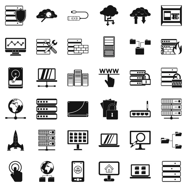 Database icons set, simple style — Stock Vector