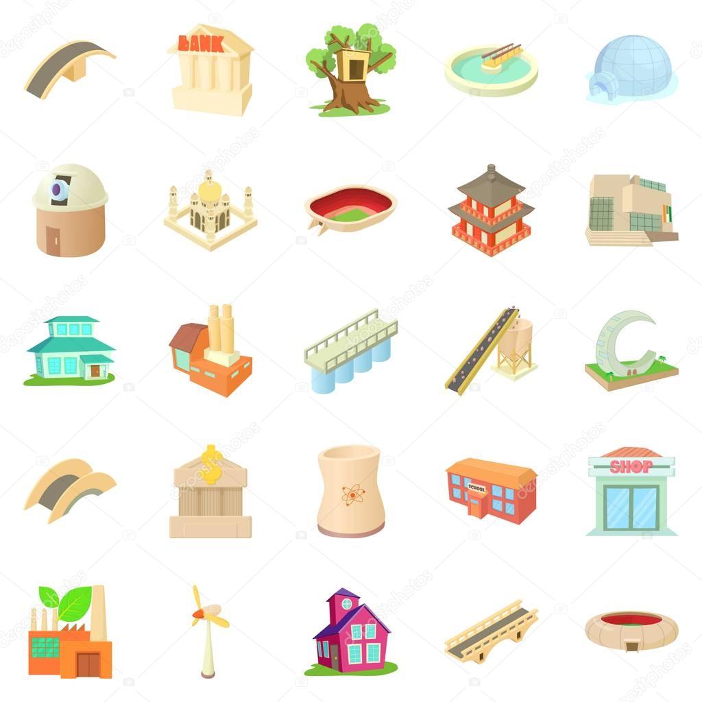 Structured icons set, cartoon style