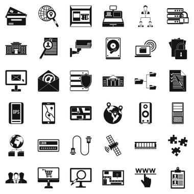 Veritabanı koruması Icons set, basit tarzı