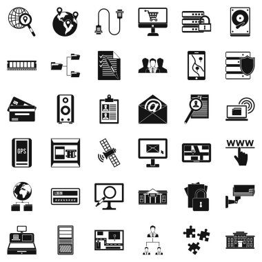 Bilgi güvenlik Icons set, basit tarzı
