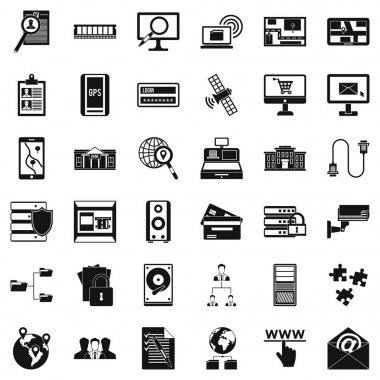Teknoloji Icons set, basit tarzı