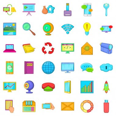Bilgisayar sitesi Icons set, karikatür tarzı