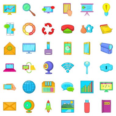 Veritabanı ağ Icons set, karikatür tarzı