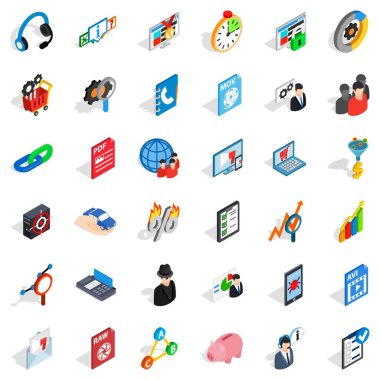 Güvenli veritabanı Icons set, izometrik stili