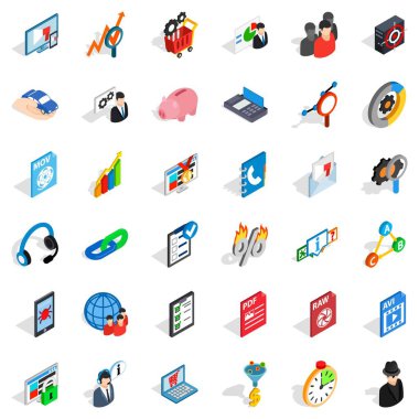 Veritabanı koruması Icons set, izometrik stili