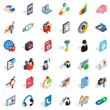 Küre veritabanı Icons set, izometrik stili