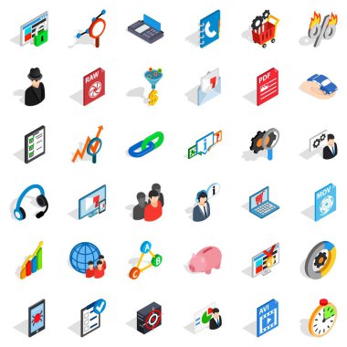 Veritabanı kalkan Icons set, izometrik stili