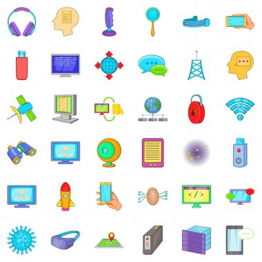 Depolama veritabanı Icons set, karikatür tarzı