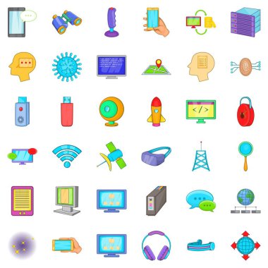 Bilgi bulut Icons set, karikatür tarzı