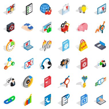 Veritabanı bulut Icons set, izometrik stili