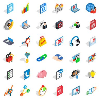 Güvenli bulut Icons set, izometrik stili