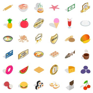 Farklı gıda Icons set, izometrik stili