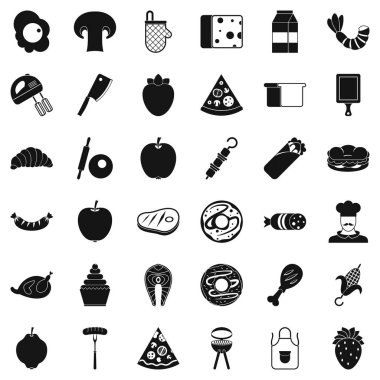 Yemek yemek Icons set, basit tarzı