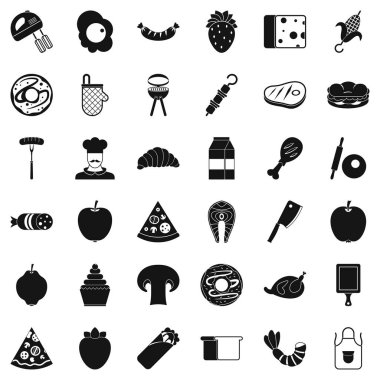 Lezzetli yemek Icons set, basit tarzı