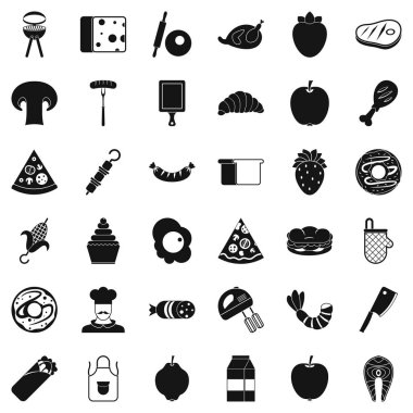 Pişmiş gıda Icons set, basit tarzı