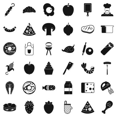 Hazır yemek Icons set, basit tarzı