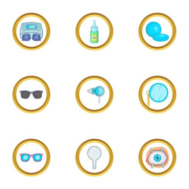 Oftalmoloji Icons set, karikatür tarzı