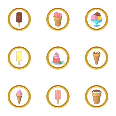Farklı dondurma Icons set, karikatür tarzı