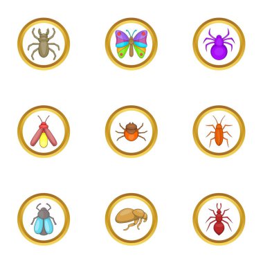 Orman böcekler Icons set, karikatür tarzı