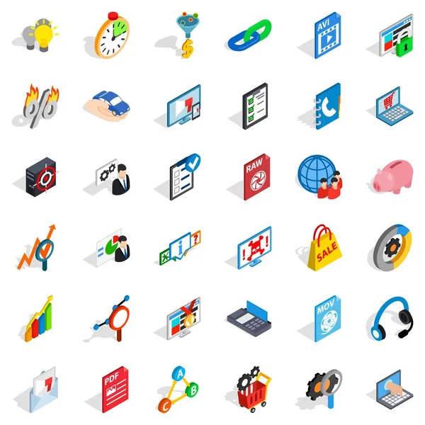 Datenwolke Icons gesetzt, isometrischer Stil — Stockvektor