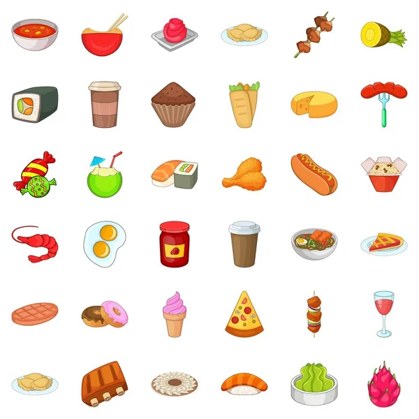 Lezzetli bir yemek Icons set, karikatür tarzı