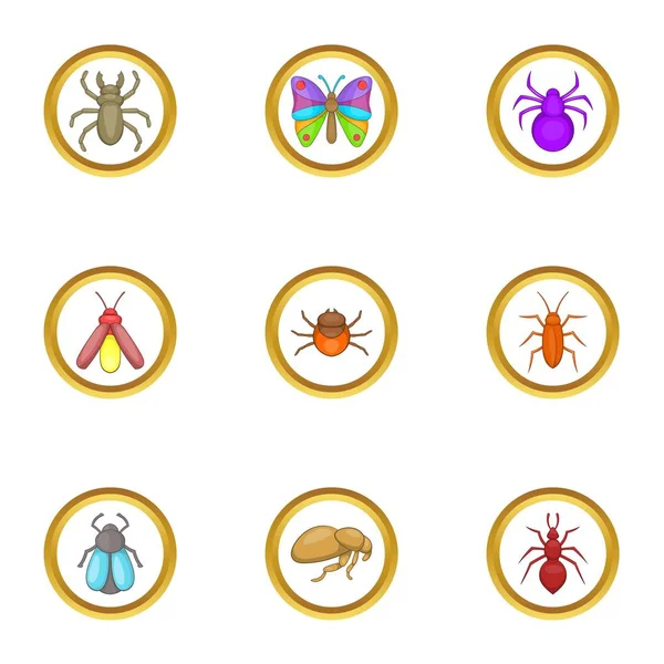 Orman böcekler Icons set, karikatür tarzı