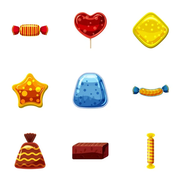 Conjunto de ícones de doces diferentes, estilo dos desenhos animados —  Vetores de Stock