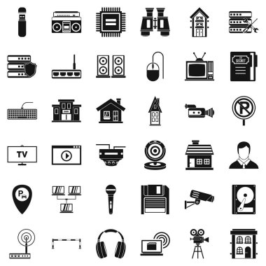 Stüdyo fotoğraf makinesi Icons set, basit tarzı