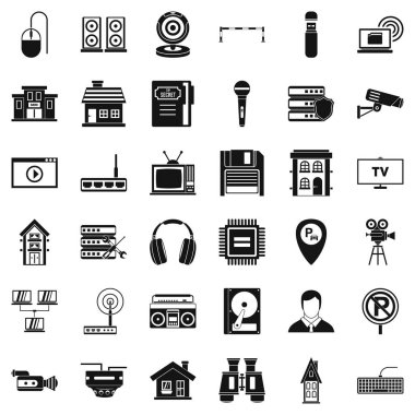 Emniyet kamera Icons set, basit tarzı