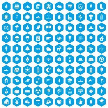 100 yaprak simgeleri mavi ayarla