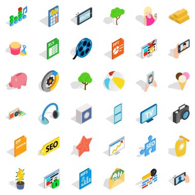 SEO site Icons set, izometrik stili