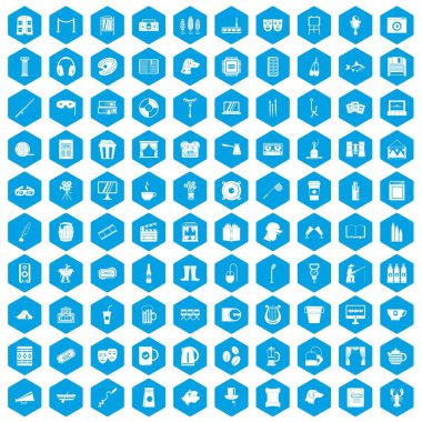 100 boş zaman simgeleri mavi ayarla