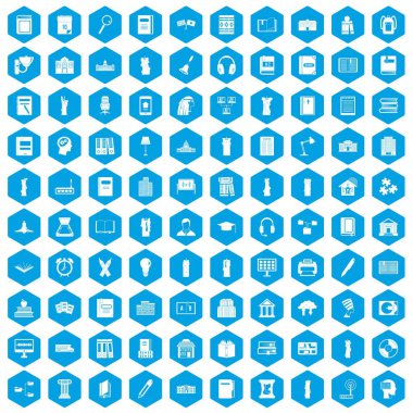 100 kitaplık simgeleri mavi ayarla