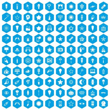 100 ışık simgeleri mavi ayarla