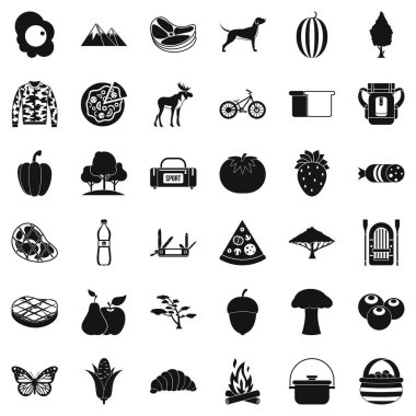 Kamp Icons set, basit tarzı