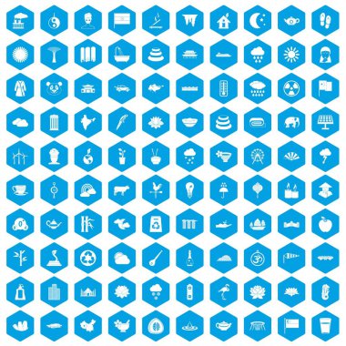 100 lotus simgeleri mavi ayarla