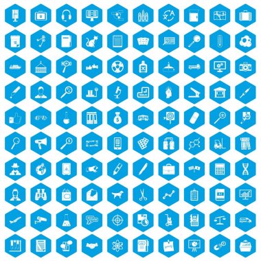 100 Büyüteç simgeleri mavi ayarla